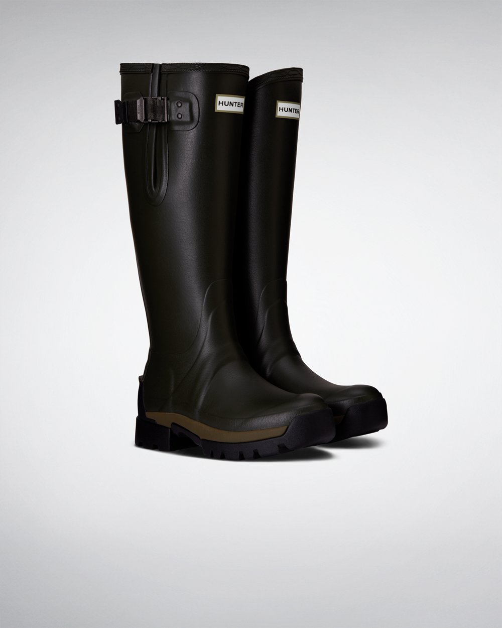 Hoge Regenlaarzen Dames - Hunter Balmoral Side Adjustable 3Mm Neoprene - Donker Olijfgroen - 42MACQX